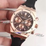 Perfect Replica Audemars Piguet Royal Oak Rose Gold Chocolate Dial 41mm Rubber Strap Watch